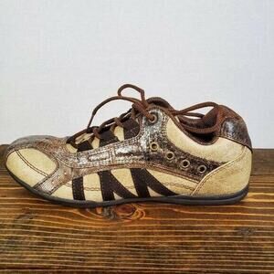 Bata Mens Shoes Size 5 Brown Leather Lace Up Low Top Running Sneaker